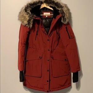 BCBG GENERATION FAUX FUR HODED PUFFER COAT